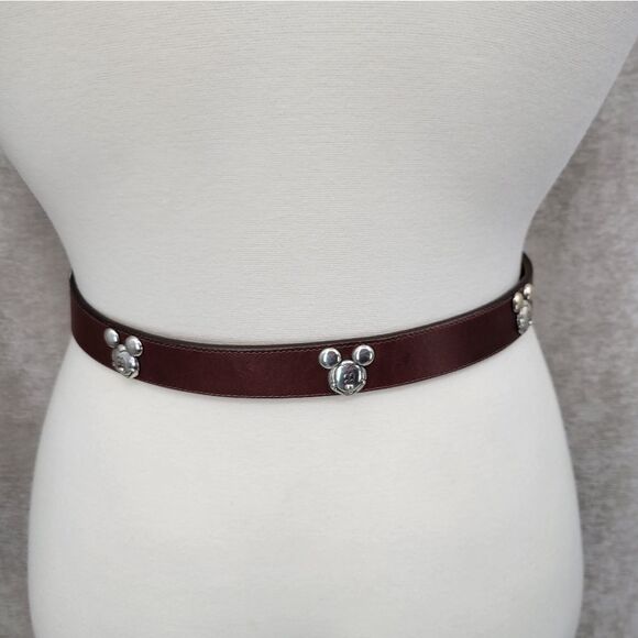 Brighton x Disney Vintage 90s Brown Leather Belt with Silver Mickey Mouse Concho - Picture 13 of 14